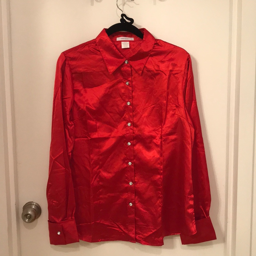 Red satin top new